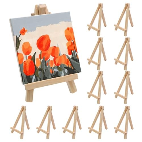 Uenhoy 12 Pcs Mini Wood Display Easel 5 Inch Small Wooden Easels for Displaying Canvas Paintings Photos DIY Crafts AShaped Tripod Holder Stand Tabletop Easels
