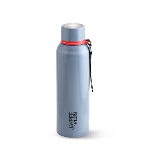 Jaypee Plus Vouge Stainless Steel Double Wall Thermosteel 700 ml Water Bottle ISI Certified Vaccum Insulated 24 hr Hot and Cold Water Bottle Anti Skid Leakproof Bottle Office, Gym,Trekking,Light Grey