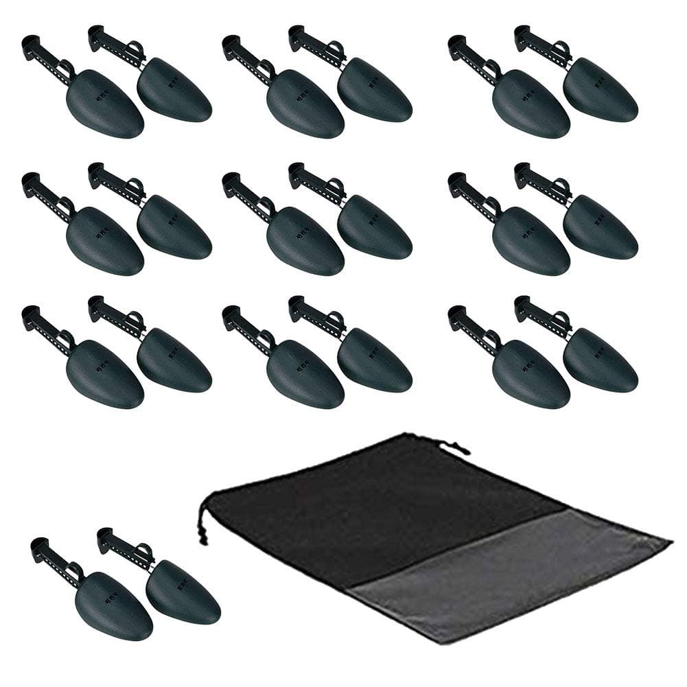 WAJJ 10 Pairs Plastic Shoe Tree Stretcher Shaper for Men Adjustable Length Shoes Boot Holder Shaper Support with A Travel Shoe BagGreen Men