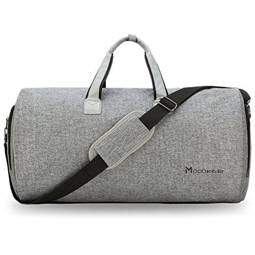 Modoker Convertible Garment Bag with Shoulder Strap, Carry on Garment Duffel Bag for Men Women - 2 in 1 Hanging Suitcase Suit Travel Bags (Grey)