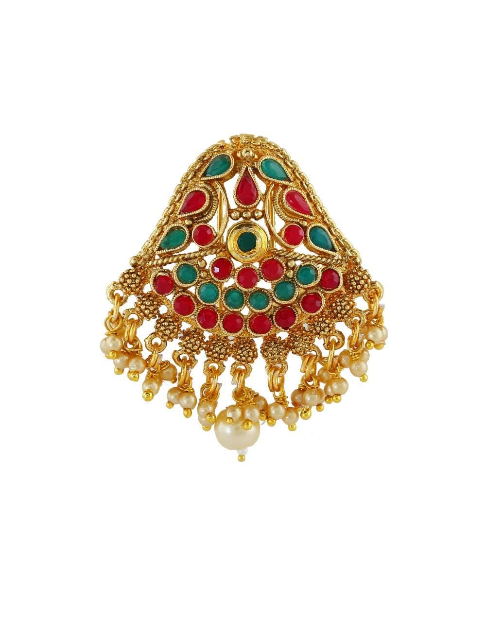 Anuradha Golden Colour Studded Stone Fancy South Indian Jewellery Ambada Pin for Women
