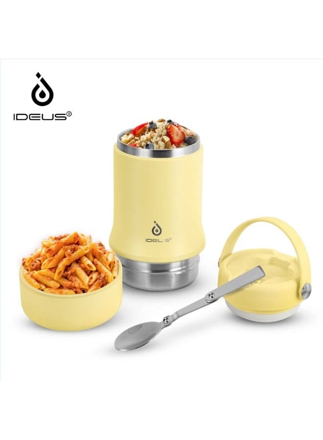 Ideus 20 oz Insulated Soup Thermo with Foldable Spolk and Bowl, All-in-one Stainless Steel Vacuum Thermal Food Jar for Lunch, Leakproof Bento Lunchbox...