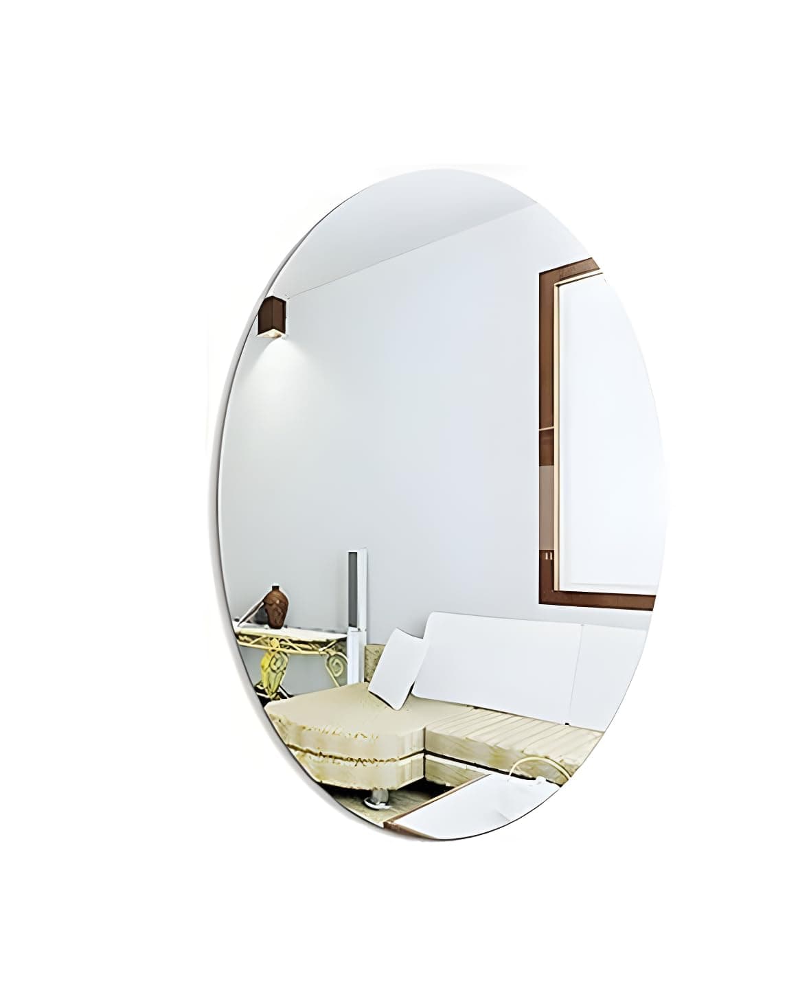 Gadgetglam Oval Shape Adhesive Mirror Sticker for Wall on Tiles Bedroom Living Room Basin Mirror Bathroom Wall Mirror Both Side Sticker Acrylic Wall Mirror
