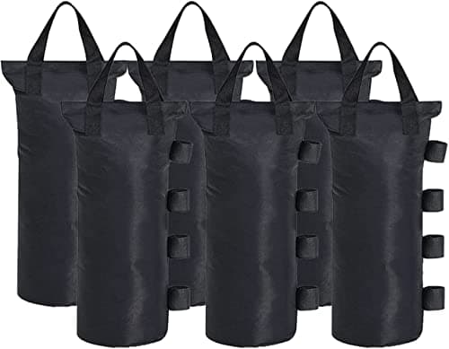 CACTIYE Canopy Weight Bags for Pop up Canopy Tent, Sand Bags Leg Weights for Instant Outdoor Sun Shelter Canopy Legs,6-Pack (Bags Only, Sand Not Included) (Round-6PCS-7.9x19.7 INCH, Black)