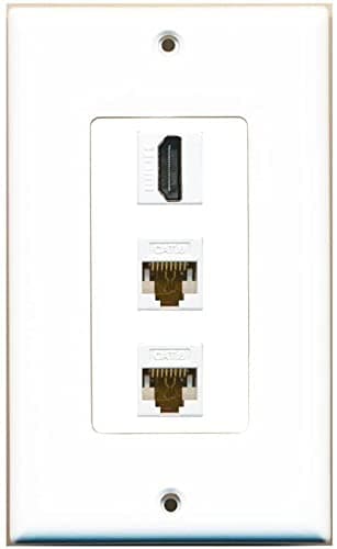 RiteAV - 1 Port HDMI 2 Port Cat6 Ethernet Decorative Wall Plate - White