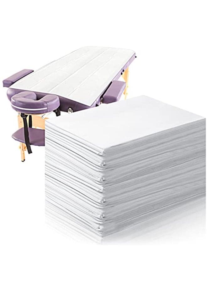 Tatuo 50 Pieces 31 x 70 Inches Disposable Bed Sheets Bed Cover Massage Table Sheet Nonwoven Fabric for Spa Lash Beauty Salon Waxing HotelsWhite