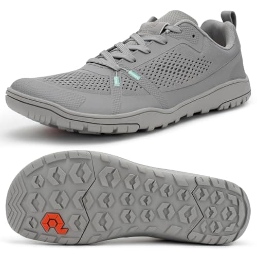 Pulltop Barefoot Trail Running Shoes for Men - Wide Toe Box | Zero Drop Sole | Minimalist Cross-Training Shoes Medium Grey Size 9