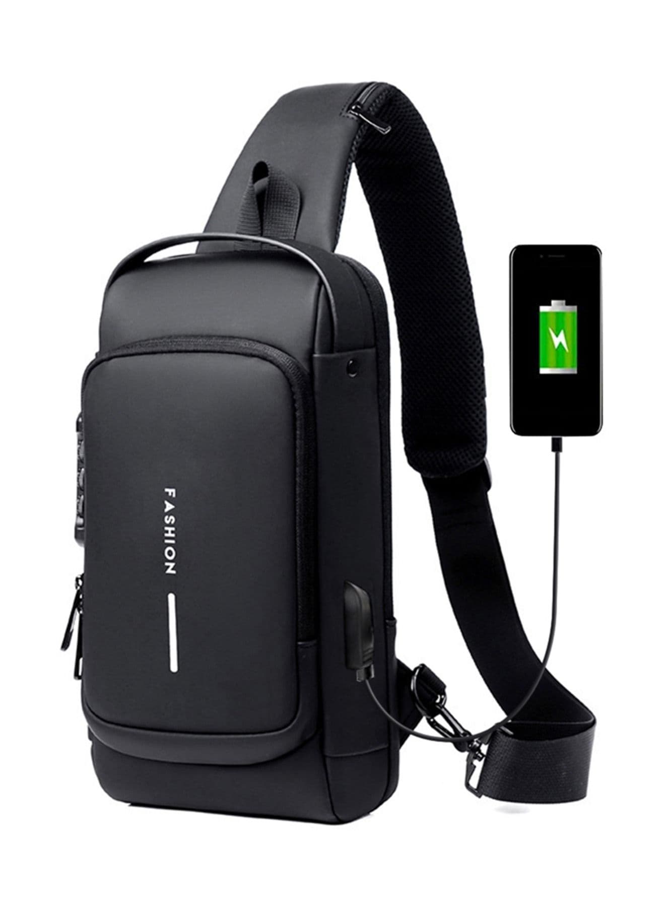New Sling Bag Travel Shoulder Bag Waterproof Sports Chest Bag Anti-theft Bag for Men USB Charging para hombre