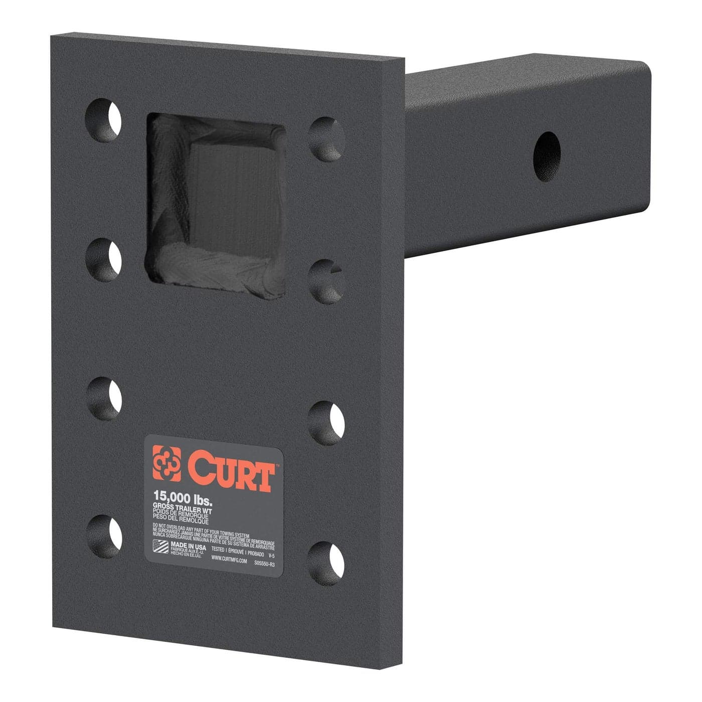 CURT 48328 Adjustable Pintle Mount for 2Inch Hitch Receiver 15000 lbs 612Inch Drop 6Inch Length