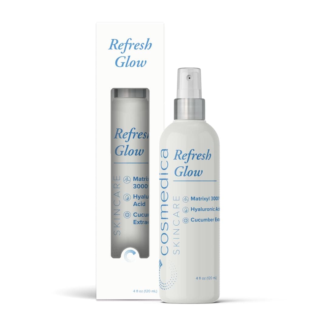 Cosmedica Skincare Refresh Glow Hydrating Peptide Spray with Matrixyl 3000 Cucumber Extract Hyaluronic Acid for Revitalized Skin 4 oz