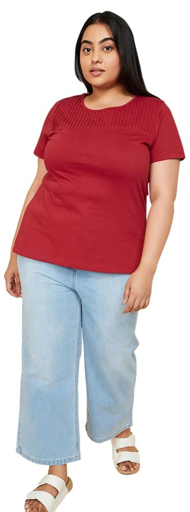 Max Women Pintuck Yoke T-Shirt (LUCY2BRED)_XXL
