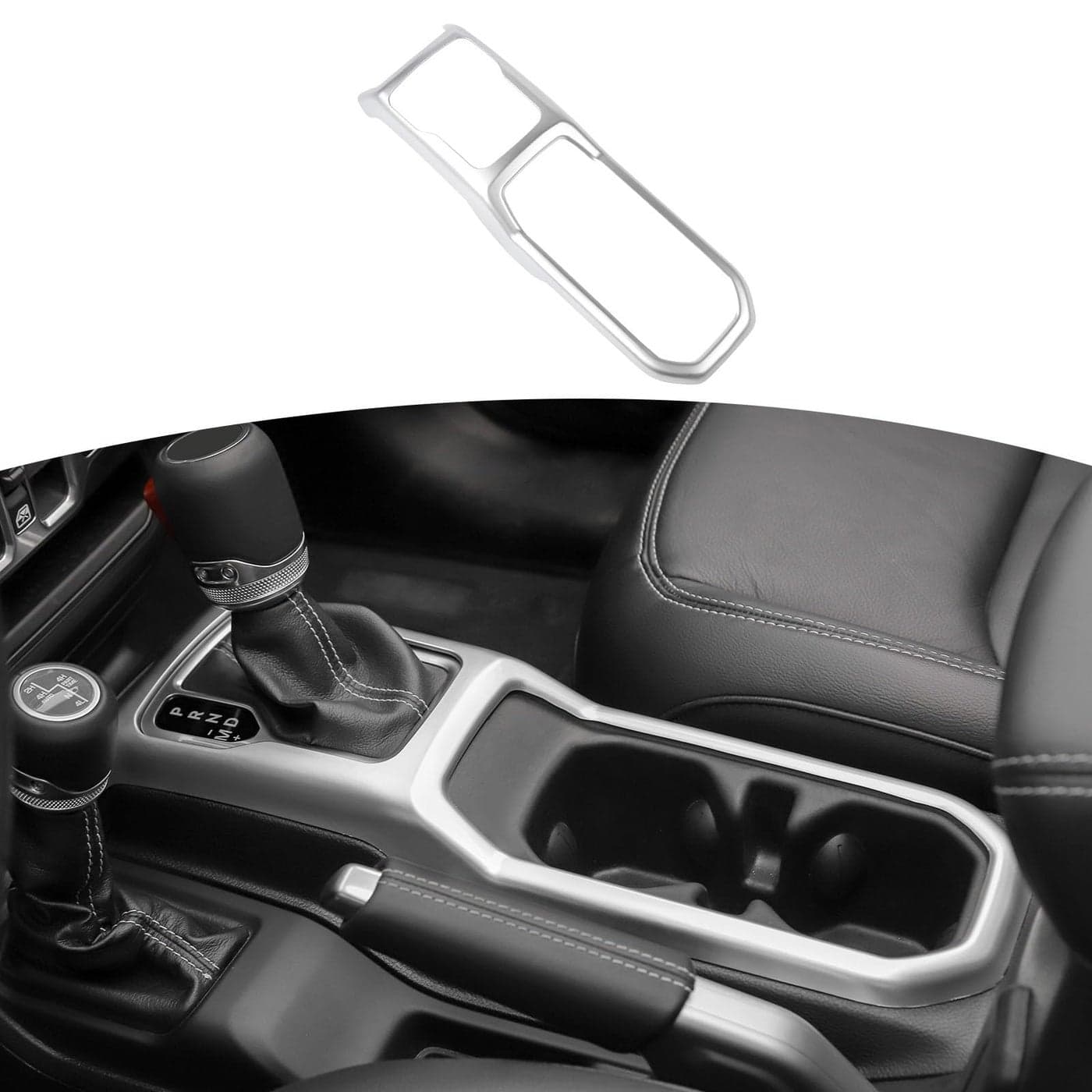 RTTCZ for Jeep JL Gear Shift Cup Holder Panel Trim Cover for Jeep Wrangler JL JLU 2018 up for Gladiator JT 2020 up Silver Interior Accessories