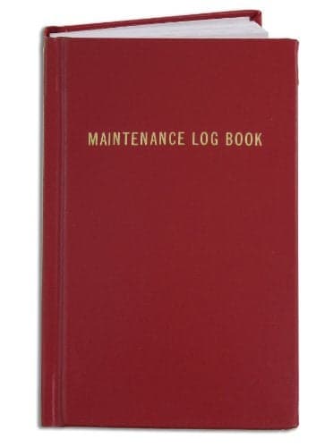 BookFactory Maintenance Log Book - 120 Pages 3 1/2'' x 5 1/4'' Red Imitation Leather Cover Section Sewn Hardbound (Made in USA)