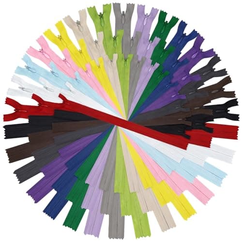Invisible Zipper DOITEM 45pcs 8 Inch 12 Inch 16 Inch Invisible Multicolor Nylon Coil Zippers for Sewing and Crafts 15 Colors