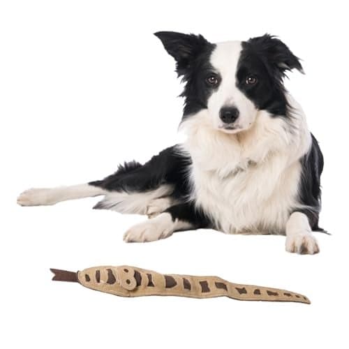 SPOT Skinneeez Leather Snake – 25in Stuffing-Free Dog Toy with Real Leather & 4 Squeakers, Durable Tug Toy for Light to Moderate Chewers, Great for Medium & Large Dogs