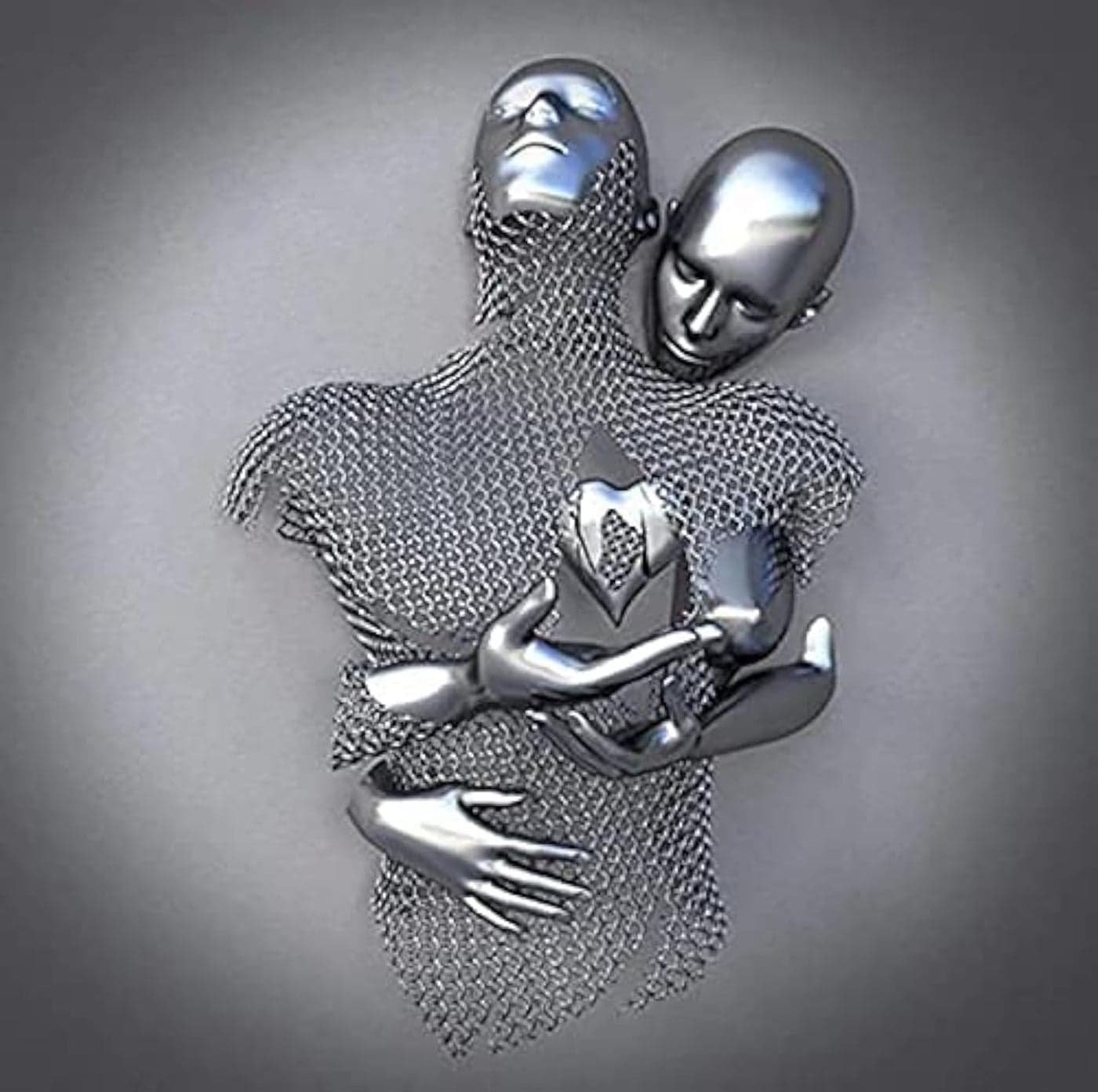 ZMURED 3D Wall Art Decor Artwork Figure Statue Modern Art Canvas PaintingLarge Wall Art for Bathroom Bedroom Decoration Hold Gray Heart