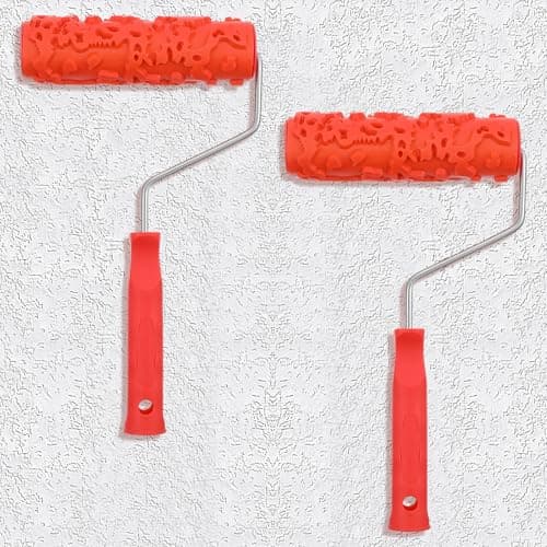 PercyEffie 2Pcs 7'' wall Texture Roller Paint Rollers for Painting Walls Rubber Rollers Knockdown Texture Sponge Drywall Textured Paints Small Paint Roller Art Tool for Wall Decoration DIY Pattern