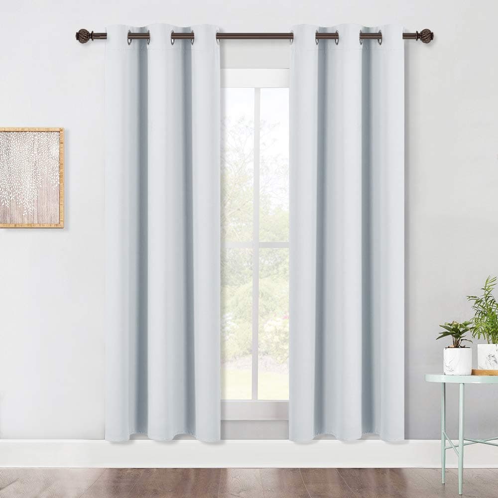 NICETOWN Room Darkening Window Curtain Panels EasyCare Solid Thermal Insulated Grommet Room Darkening DraperiesDrapes for Bedroom 2 Panels 42 by 72 PlatinumGreyish White