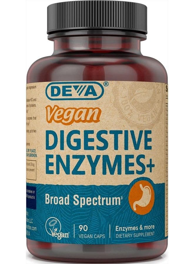 Digestive Enzymes Plus Supplement - A Unique Blend of Enzymes & Herbs - 90 Capsules, 1-Pack