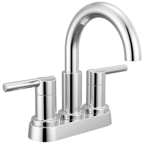 Delta Nicoli Centerset Chrome Bathroom Faucet, 4 Inch 3 Hole Bathroom Sink Faucet for Vanity, Push-Pop Drain Assembly, Chrome 25749LF