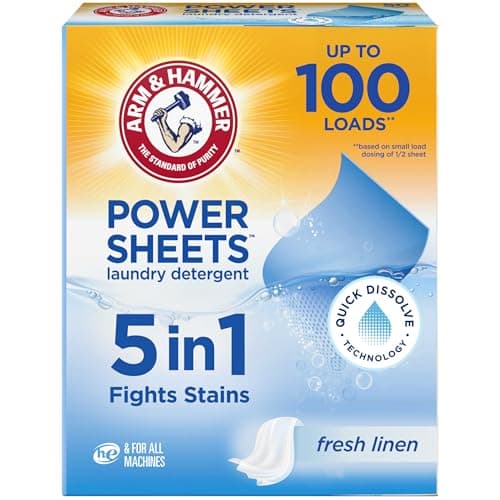 Arm Hammer Power Sheets Laundry Detergent Fresh Linen 50ct up to 100 Small Loads Packaging may vary