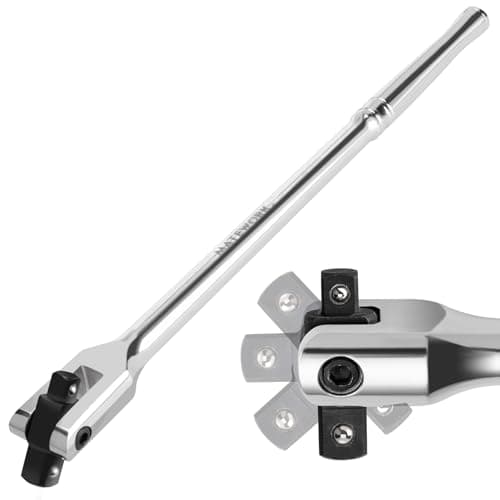 Matework Breaker Bar 3/8" & 1/2" Dual Drive, 16-Inch Length, Heavy Duty Breaker Bar with 360° Flex Head, CR-MO Steel