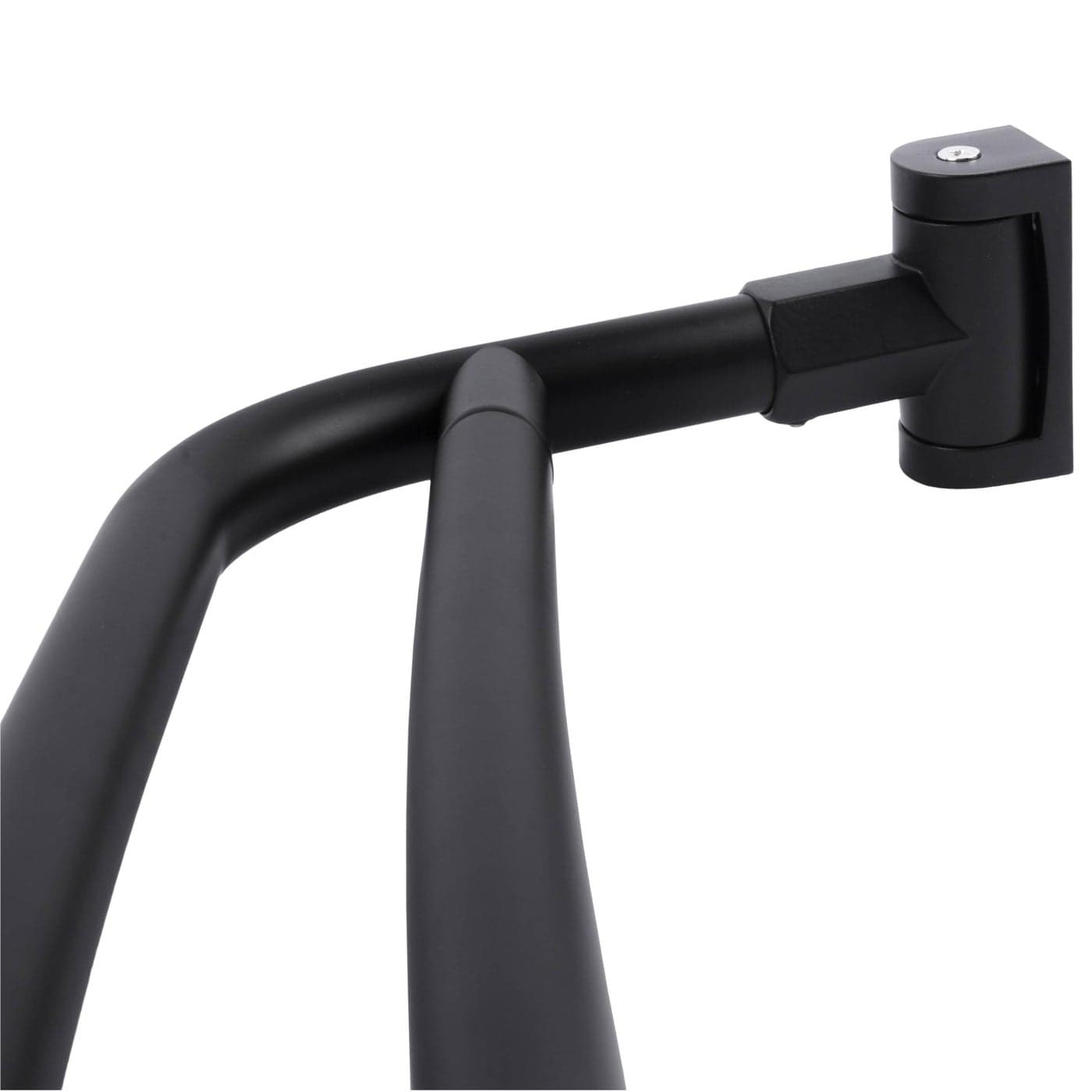 JS Jackson Supplies Double Curved Shower Rod Metal Construction Adjustable Between 44 to 70 Inches Aluminum Rods and Zinc Mounting Hardware Quality Modern Bathware Black Finish