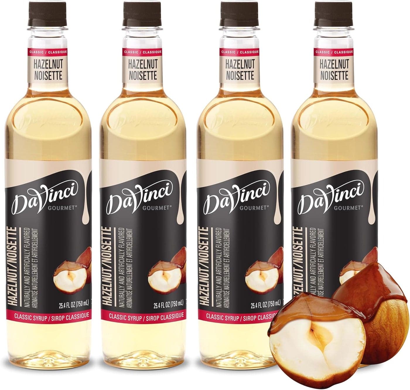 DaVinci Gourmet Classic Original Hazelnut Syrup - 25.4 Fl Oz (Pack of 4)