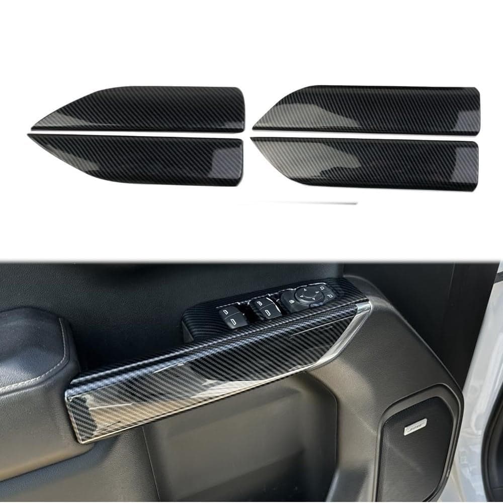 Fewshaw Carbon Fiber Inner Door Handrail Handle Cover Trim for 20192025 Chevy Silverado 1500GMC Sierra 1500 for 20202025 SierraSilverado 2500 3500 HD Crew cab 4Door