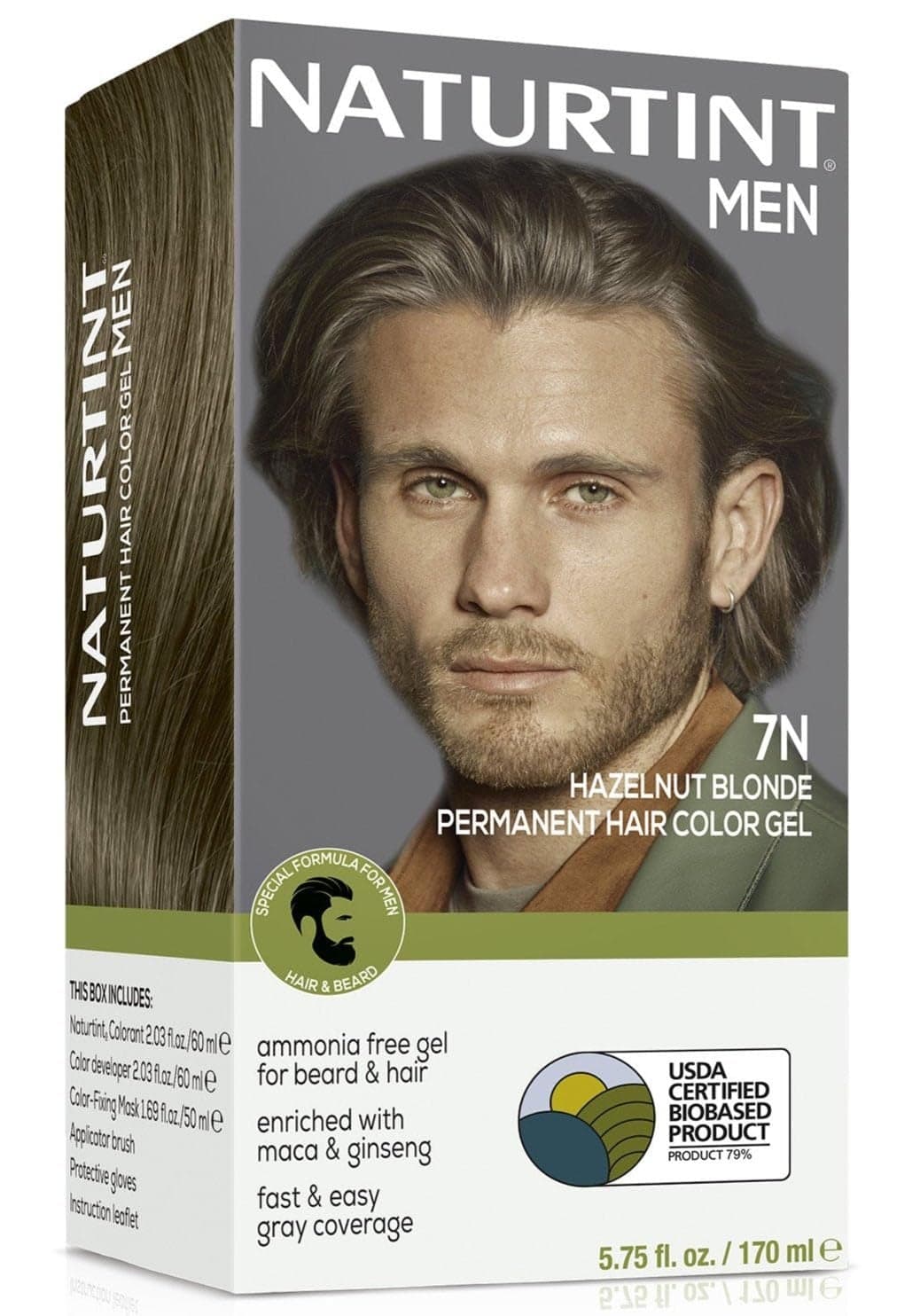 Naturtint 7N Hazelnut Blonde Mens Permanent Hair Color for Hair Beard and Mustache Pack of 1 Ammonia Free up to 100 Gray Coverage Natural Looking Long Lasting Results