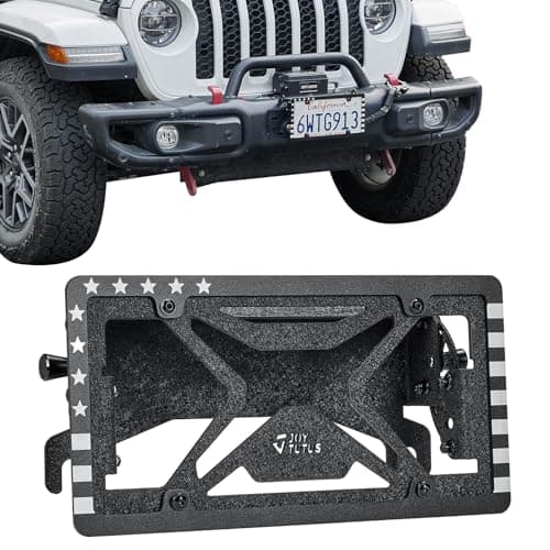 JOYTUTUS Universal Flip-Up License Plate Mount for 10" Hawse Fairlead (254mm) - Compatible with Winch, Off-Road Trucks, RV Bumpers Front License Plate Holder Bracket