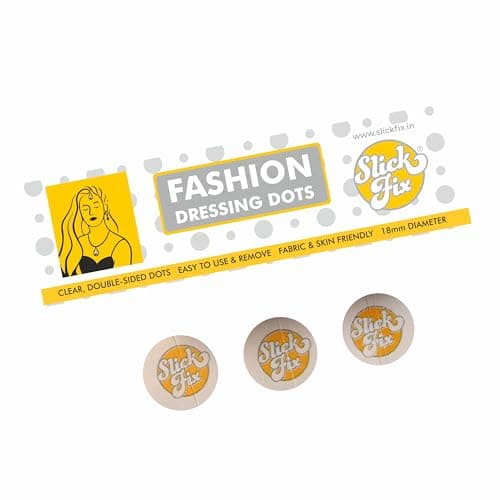 SLICKFIX Super Saver Pack -Fashion Dressing Dots Tape (Pack of 180) Double-Sided Round Fashion Tape for Clothes, Skin Friendly Adhesive Body Tape, Body Tap for Women and Men, 2 Cm
