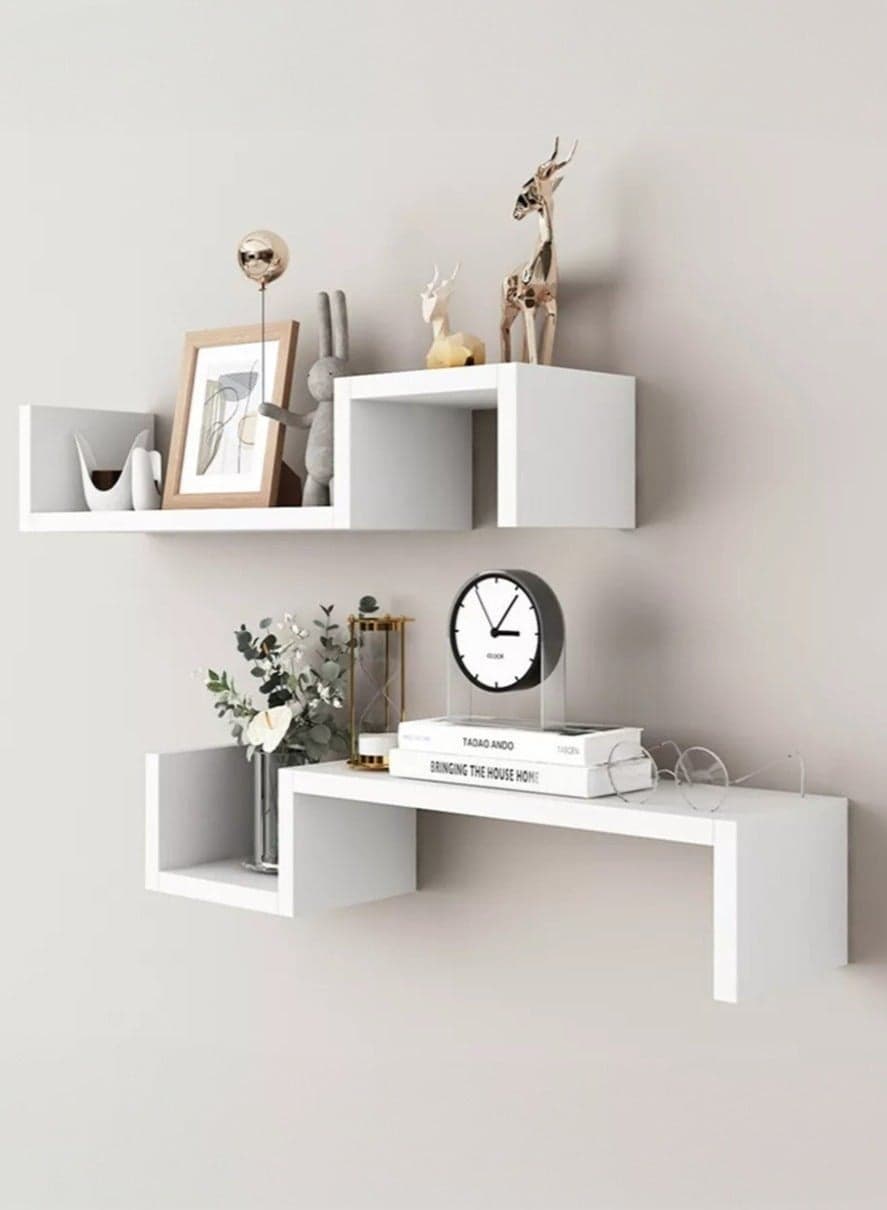 2 Pack Unique Personalized Wood Wall Mounted Floating Shelves, Boho Shelves, Hanging Shelf Storage Rack, Home Display Rack, Plant Shelf, Home Storage Rack for Home, Office