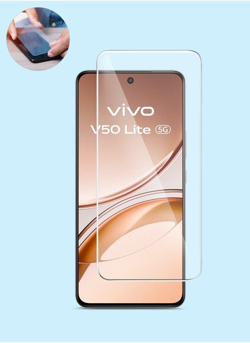 Vivo V50 Lite 4G 2025 GMAX Premium Series 9H 2.5D Tempered Glass Screen Protector – Clear, Curved Edges, Full Coverage, Anti-Fingerprint, Scratch-Resistant, HD Clarity