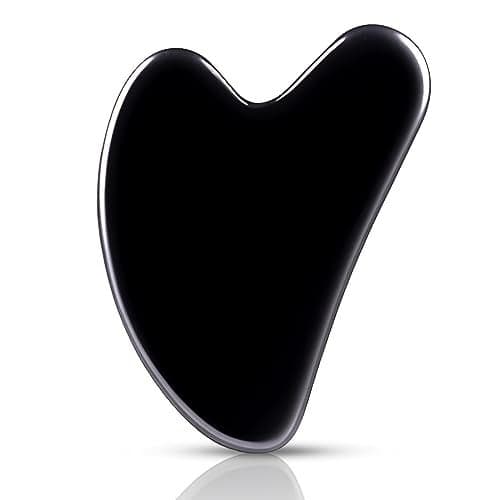 Contrybox Gua Sha Facial Tools Obsidian Guasha Tool for Face Eye Gua Sha Stone for Puffiness Reducing Jawline Sculpting Face Stone Gua Sha Tools for Skin Care Woman GuaSha Stone Tool Black