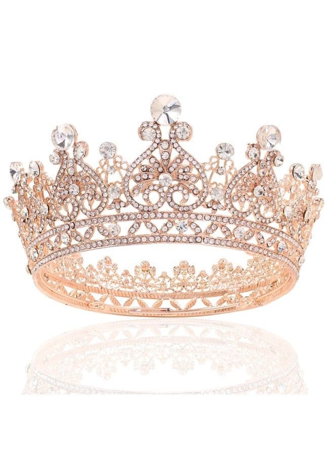 Rose Gold Queen Crowns for Women, Crystal Girls Tiara Birthday Crown and Tiaras for Women Wedding Prom Birthday Party Valentines Costume