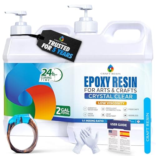 CRAFT RESIN 2 Gallon Crystal Clear Epoxy Resin Kit with Pumps - Food Safe & UV Resistant for DIY Art, Wood, Jewelry Making, Coasters, Molds Casting Resin Epoxy - Low Viscosity for Beginners & Pros