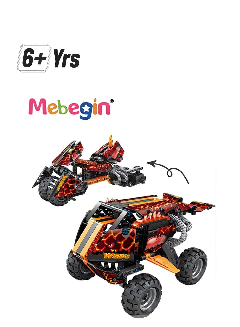 2 in 1 Transforming Car Toys, Racing Car Building Block Set, Deformation Race Car Building Toys, Pull Back Sport Car with Light and Strong Crash Resistance, Ideal Gift for Boys, 21.4*14.6*12.8cm