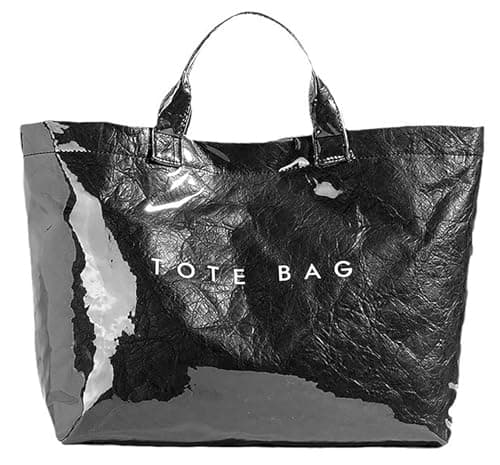 Paper Tote Bags with PVC Surface for Women Top-handle Bag Vintage Clear Purses Handbag Satchel