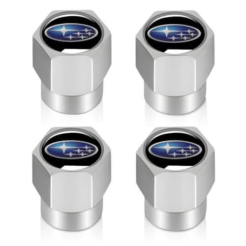 XIGRALUCK Tire Valve Stem Cap for Subaru Ascent BRZ Crosstrek Forester Impreza Legacy Outback WRX STI XV Crosstrek Metal Tire Stem Cover with Belt O-Ring Air caps Sports Accessories 4 Pack