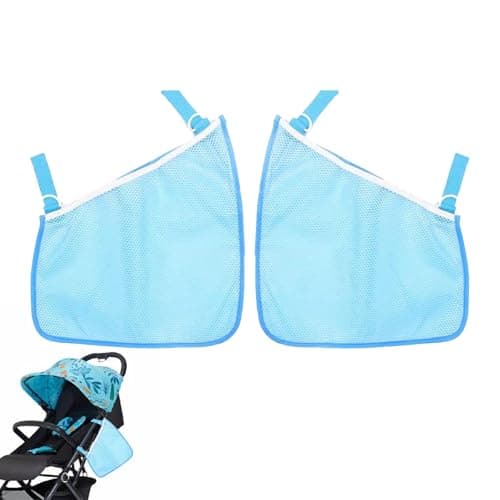 Alovexiong 2 Pack Universal Stroller Organizer Bag Side Sling Cargo Stroller Net NonSlip and Adjustable Straps Storage Mesh Bag for Baby Accessories Mesh Cargo Net for Stroller Storage Blue