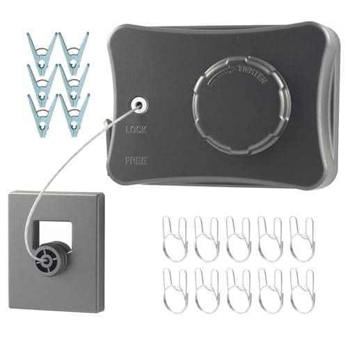 Qiviluto Retractable Clothesline Indoor Clothes Line for Hanging Dry and Wet Clothes on Heavy Duty Outdoor Clothing Lines 16.7 ft (Gray)