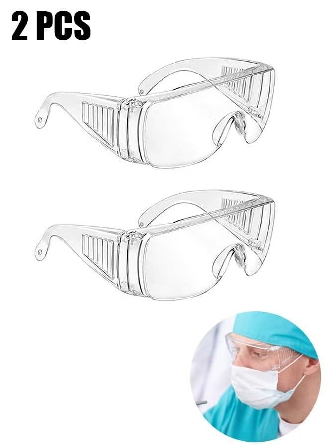 2 Pairs Clear Safety Glasses, Over Eyeglasses Goggles Clear Glasses Anti- Fog/Scratch Eye Protection Polycarbonate Protective Eyewear Safety Goggles For Shooting, Lab, Outdoor, Workplaces