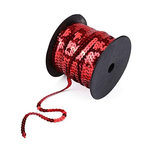 Aysekone Metallic Sequins Trim Red 6mm 100 Yards