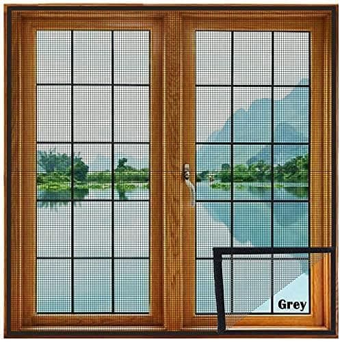 Lifekrafts Standard Size Window Mosquito Net (Size-120x140cms/47 * 55 Inches/3.94 * 4.59 Feet, Color-Grey) 120 GSM Stitched Fiberglass Net with Strong Hook & Loop Adhesive Tape
