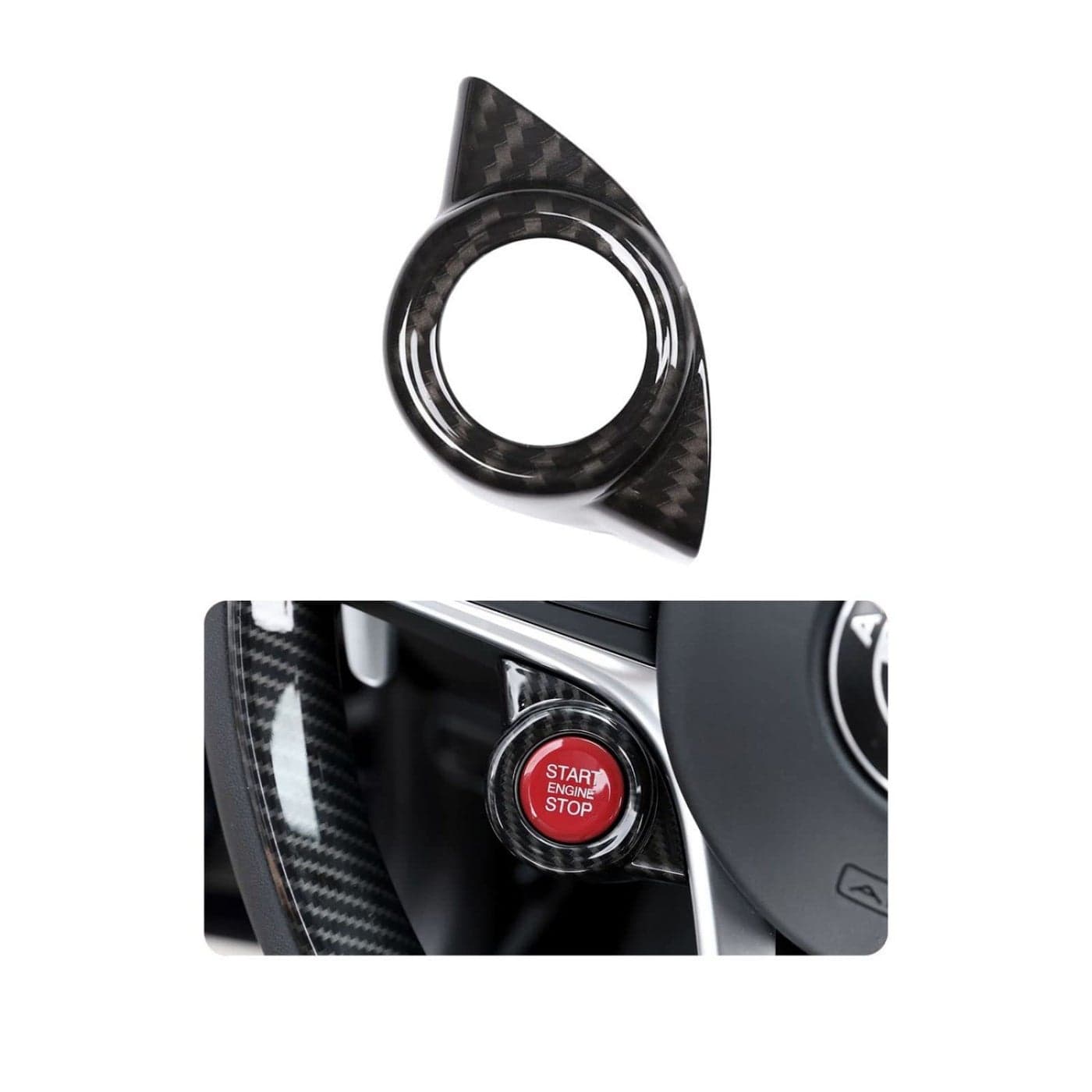 TOYCIDFG Car Engine Start Stop Button Frame Cover Trim for Alfa Romeo Stelvio 20172018Giulia 20162018 Auto Accessories Carbon Fiber Pattern