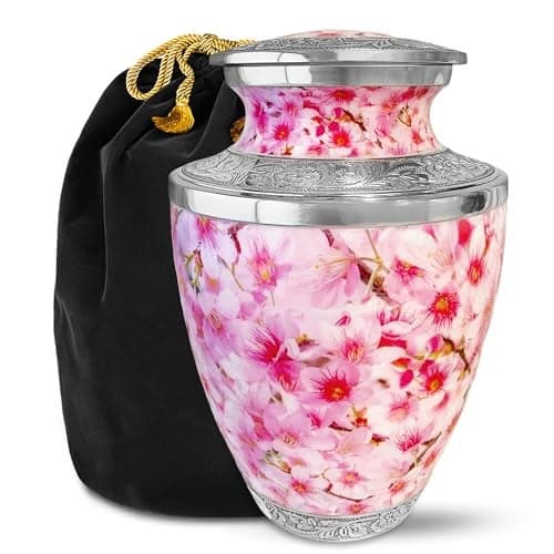 Everlight Memorials Pink Cherry Blossom Urn for Ashes for Women – Large Cremation Urns for Adult Female – Memorial Funeral Urn for Human Ashes, Home Display, or Burial (Large, Adult)