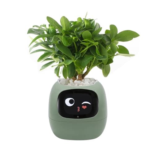 Smart Pet Planter, Smart Plant Pot, With Artificial Intelligence, Time Weather Display, And Multiple Expressions Animation,Lovely Plant Companion, For Desktop Decoration, Gifts,Plant-Free (Green)