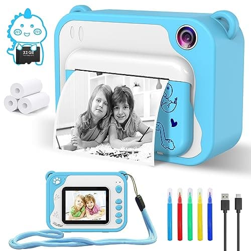 Kids Camera Toddler Camera Instant Print 1080P Video 32GB SD Card Childrens Toy Easter Birthday Gifts for Boys Girls 3 4 5 6 7 8 9 10 11 12 Years Old