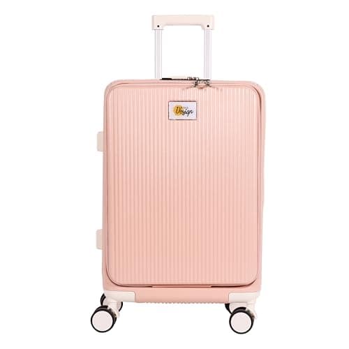 BiggDesign Moods Up Suitcase with Cup Holder and USB Port Travel Carry On Luggage with Laptop Compartment and TSA Lock System 360 Spinner Wheels 15 kg Carrying Capacity 20 Pink